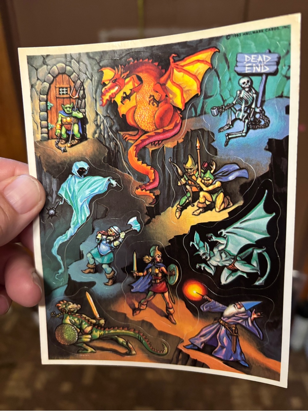 Vintage Hallmark Dungeons & Dragons Fantasy Sticker Sheet. 1983 Dark Fantasy